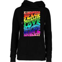 Kindness Peace Equality Love Inclusion Hope Diversity Womens Funnel Neck Pullover Hood