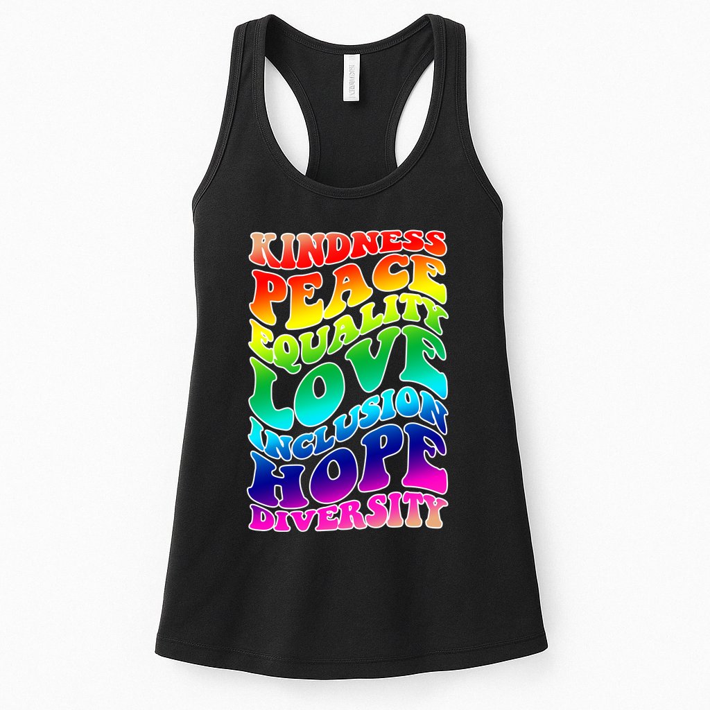 Kindness Peace Equality Love Inclusion Hope Diversity Womens Tank Top