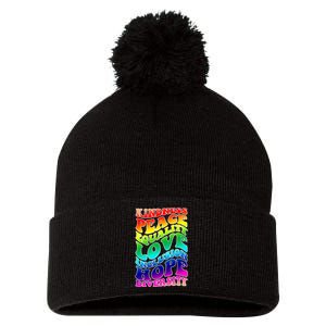 Kindness Peace Equality Love Inclusion Hope Diversity Pom Pom 12in Knit Beanie