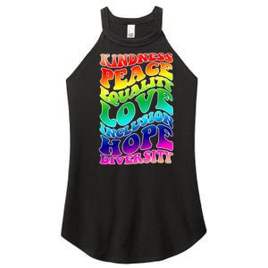 Kindness Peace Equality Love Inclusion Hope Diversity Women's Perfect Tri Rocker Tank