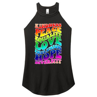 Kindness Peace Equality Love Inclusion Hope Diversity Women's Perfect Tri Rocker Tank