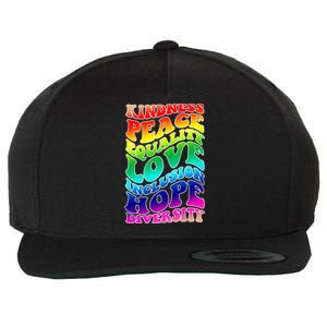 Kindness Peace Equality Love Inclusion Hope Diversity Wool Snapback Cap