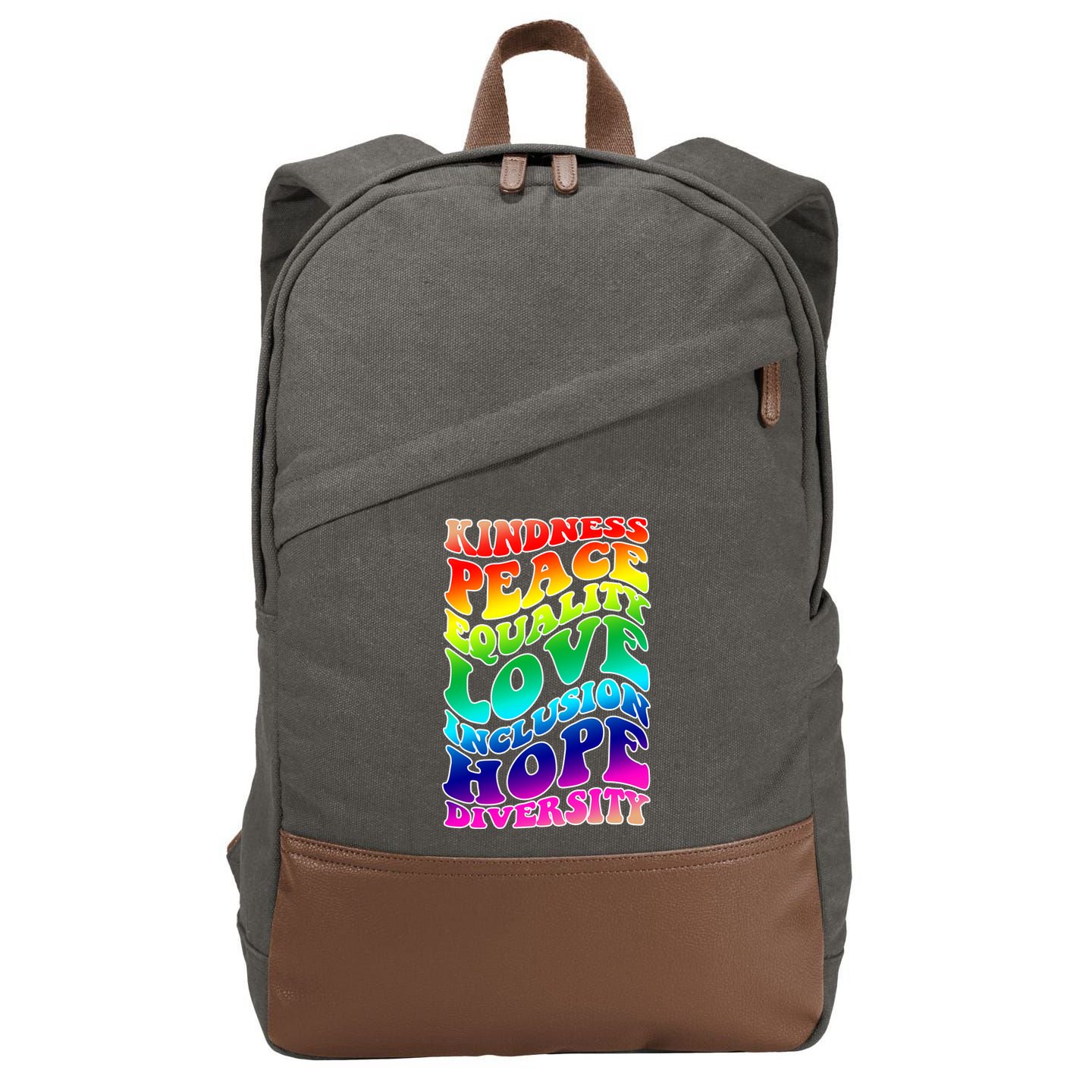 Kindness Peace Equality Love Inclusion Hope Diversity Cotton Canvas Backpack