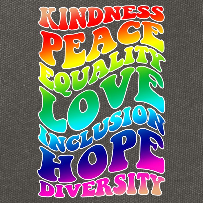 Kindness Peace Equality Love Inclusion Hope Diversity Cotton Canvas Backpack