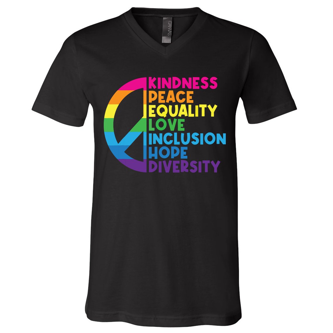 Kindness Peace Equality Love Inclusion Hope Diversity V-Neck T-Shirt