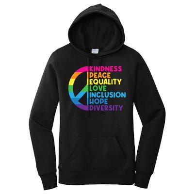 Kindness Peace Equality Love Inclusion Hope Diversity Women's Pullover Hoodie