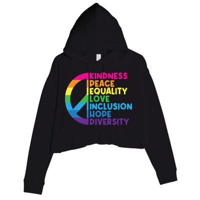 Kindness Peace Equality Love Inclusion Hope Diversity Crop Fleece Hoodie