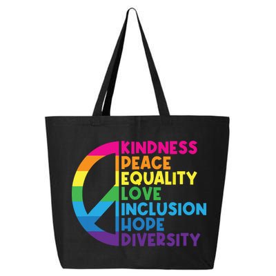 Kindness Peace Equality Love Inclusion Hope Diversity 25L Jumbo Tote