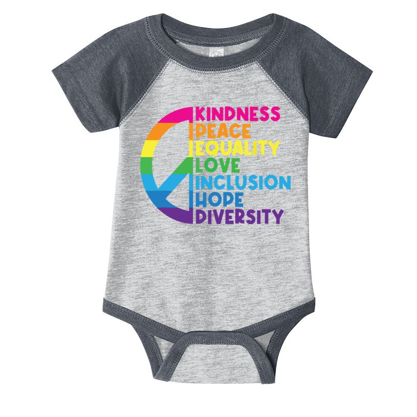 Kindness Peace Equality Love Inclusion Hope Diversity Infant Baby Jersey Bodysuit