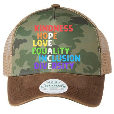 Kindness Peace Equality Inclusion Diversity Human Rights Legacy Tie Dye Trucker Hat