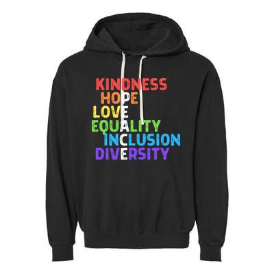 Kindness Peace Equality Inclusion Diversity Human Rights Garment-Dyed Fleece Hoodie