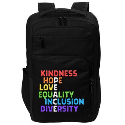 Kindness Peace Equality Inclusion Diversity Human Rights Impact Tech Backpack