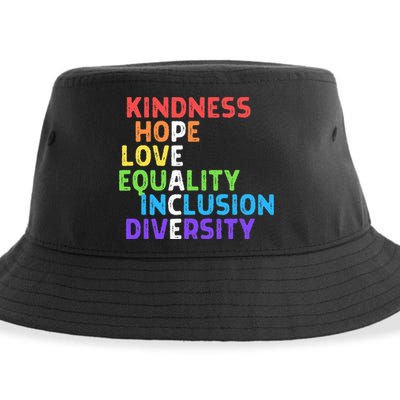 Kindness Peace Equality Inclusion Diversity Human Rights Sustainable Bucket Hat