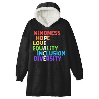 Kindness Peace Equality Inclusion Diversity Human Rights Hooded Wearable Blanket