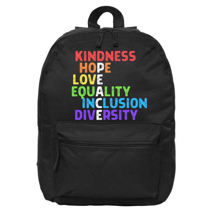 Kindness Peace Equality Inclusion Diversity Human Rights 16 in Basic Backpack