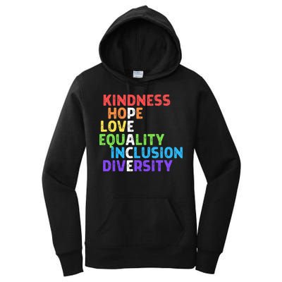 Kindness Peace Equality Inclusion Diversity Human Rights Women's Pullover Hoodie