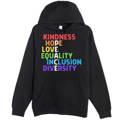 Kindness Peace Equality Inclusion Diversity Human Rights Premium Pullover Hoodie