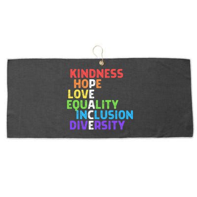 Kindness Peace Equality Inclusion Diversity Human Rights Large Microfiber Waffle Golf Towel