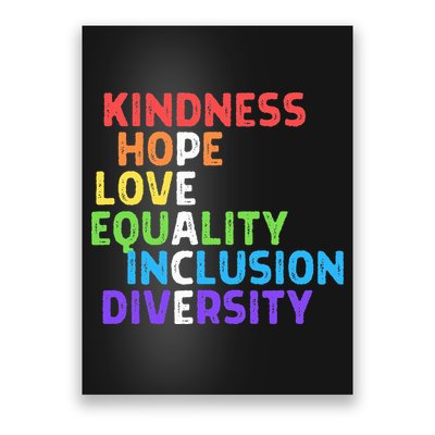 Kindness Peace Equality Inclusion Diversity Human Rights Poster