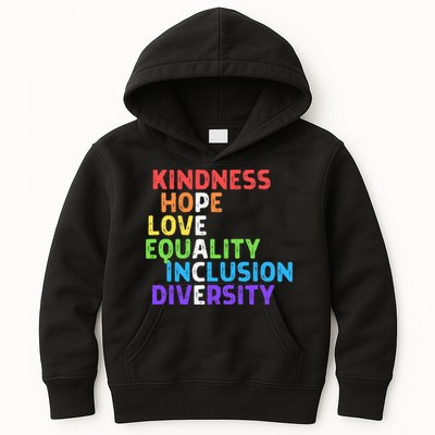 Kindness Peace Equality Inclusion Diversity Human Rights Kids Hoodie