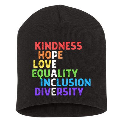 Kindness Peace Equality Inclusion Diversity Human Rights Short Acrylic Beanie