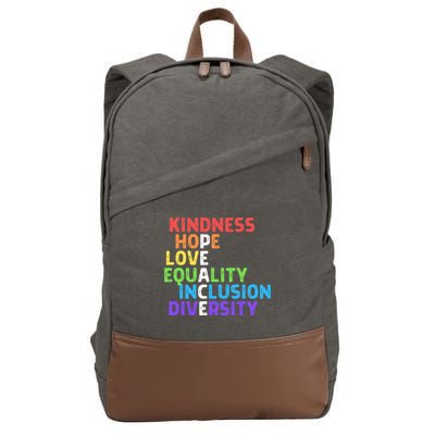 Kindness Peace Equality Inclusion Diversity Human Rights Cotton Canvas Backpack