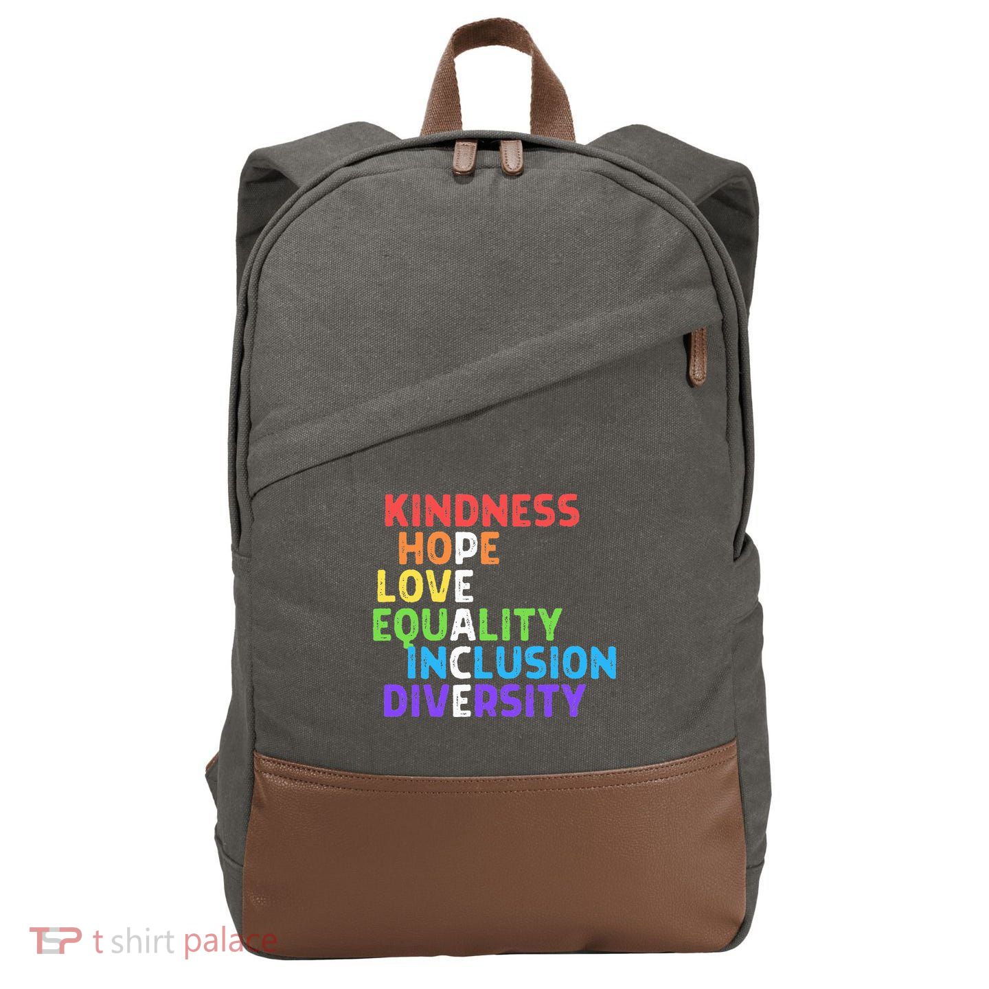 Kindness Peace Equality Inclusion Diversity Human Rights Cotton Canvas Backpack