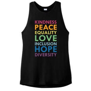 Kindness Peace Equality Inclusion Diversity Hu Rights Meaningful Gift Ladies PosiCharge Tri-Blend Wicking Tank