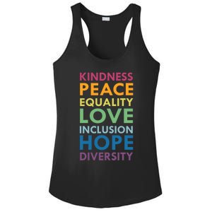 Kindness Peace Equality Inclusion Diversity Hu Rights Meaningful Gift Ladies PosiCharge Competitor Racerback Tank