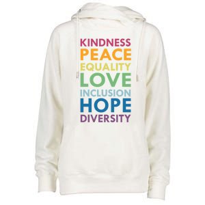 Kindness Peace Equality Inclusion Diversity Hu Rights Meaningful Gift Womens Funnel Neck Pullover Hood