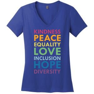 Kindness Peace Equality Inclusion Diversity Hu Rights Meaningful Gift Women's V-Neck T-Shirt