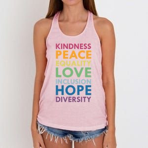 Kindness Peace Equality Inclusion Diversity Hu Rights Meaningful Gift Women's Knotted Racerback Tank