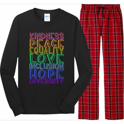 Kindness Peace Equality Love Inclusion Hope Diversity Long Sleeve Pajama Set