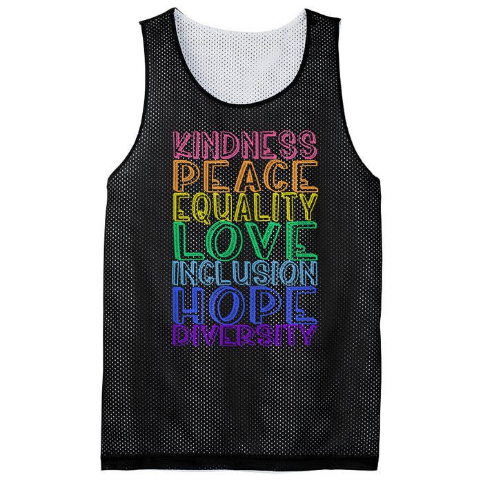 Kindness Peace Equality Love Inclusion Hope Diversity Mesh Reversible Basketball Jersey Tank