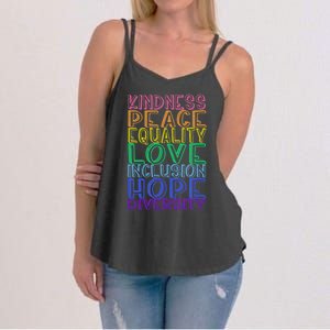 Kindness Peace Equality Love Inclusion Hope Diversity Women's Strappy Tank