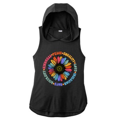 Kindness Peace Equality Love Hope Diversity Human Rights Ladies PosiCharge Tri-Blend Wicking Draft Hoodie Tank