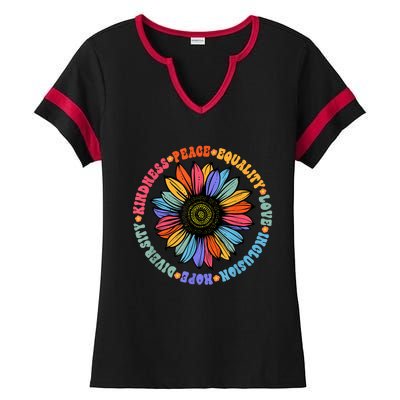 Kindness Peace Equality Love Hope Diversity Human Rights Ladies Halftime Notch Neck Tee