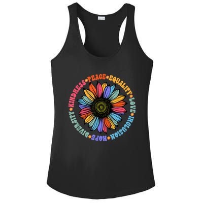 Kindness Peace Equality Love Hope Diversity Human Rights Ladies PosiCharge Competitor Racerback Tank