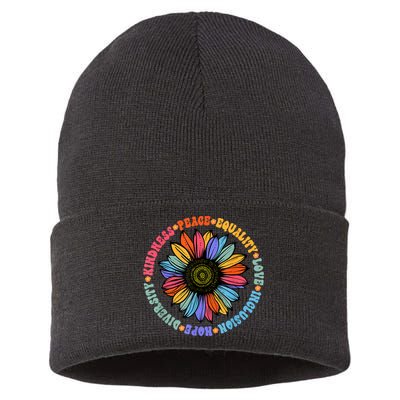 Kindness Peace Equality Love Hope Diversity Human Rights Sustainable Knit Beanie