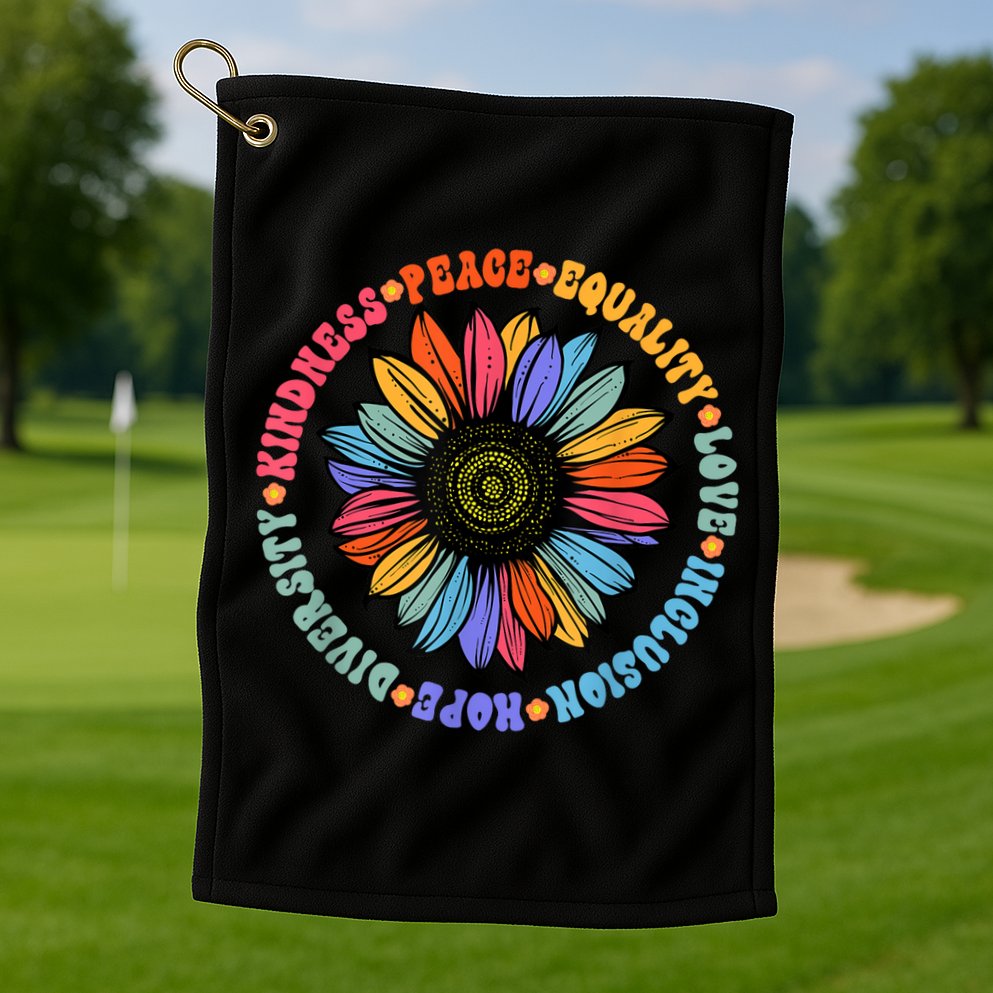 Kindness Peace Equality Love Hope Diversity Human Rights Golf Towel