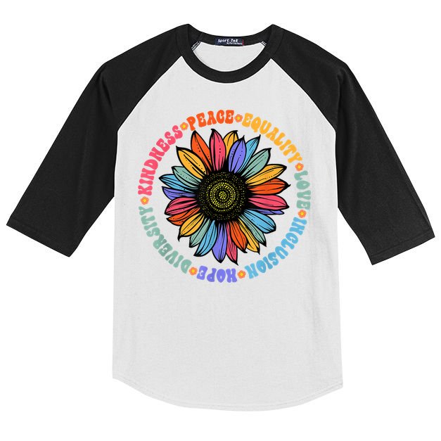 Kindness Peace Equality Love Hope Diversity Human Rights Kids Colorblock Raglan Jersey
