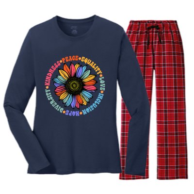 Kindness Peace Equality Love Hope Diversity Human Rights Women's Long Sleeve Flannel Pajama Set 