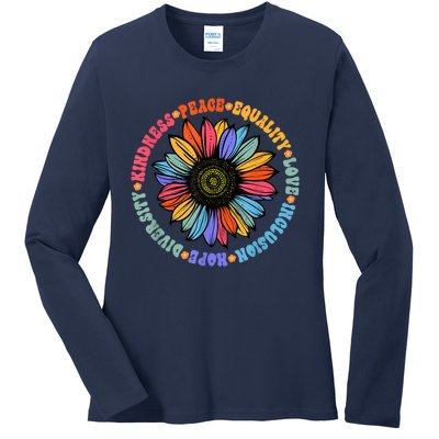 Kindness Peace Equality Love Hope Diversity Human Rights Ladies Long Sleeve Shirt