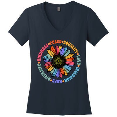 Kindness Peace Equality Love Hope Diversity Human Rights Women's V-Neck T-Shirt