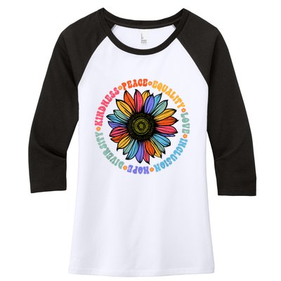 Kindness Peace Equality Love Hope Diversity Human Rights Women's Tri-Blend 3/4-Sleeve Raglan Shirt