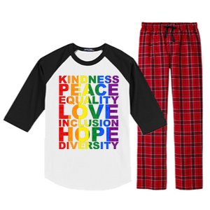 Kindness Peace Equality Love Quote Raglan Sleeve Pajama Set