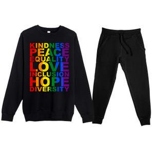 Kindness Peace Equality Love Quote Premium Crewneck Sweatsuit Set