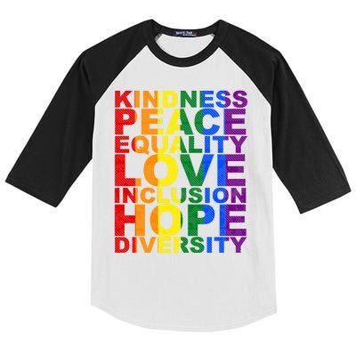 Kindness Peace Equality Love Quote Kids Colorblock Raglan Jersey