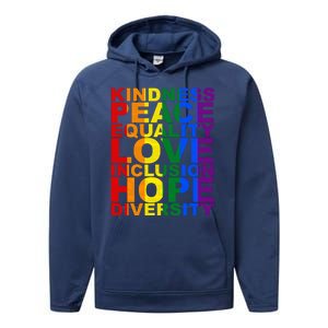 Kindness Peace Equality Love Quote Performance Fleece Hoodie