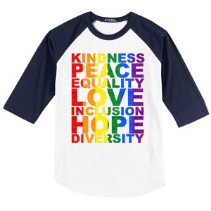 Kindness Peace Equality Love Quote Baseball Sleeve Shirt